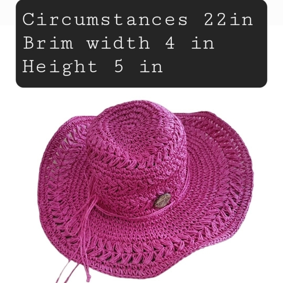 Panama Jack Woman’s Pink Floppy Straw Sun Hat Toyo Straw with bow tie, NEW - Picture 4 of 13